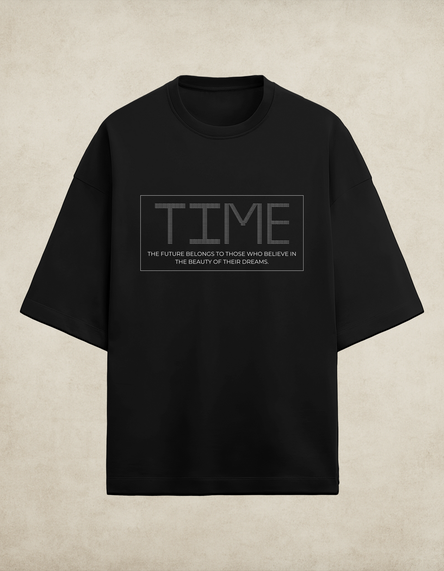 Greatness Takes Time – Patience Terry Oversized Tee (Black/Navy)