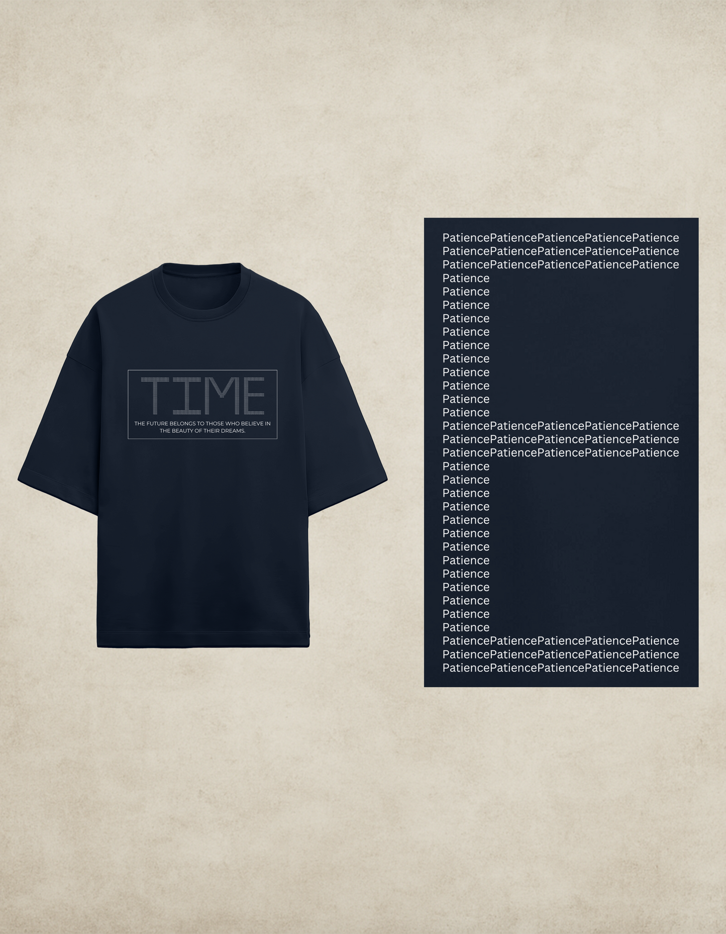Greatness Takes Time – Patience Terry Oversized Tee (Black/Navy)