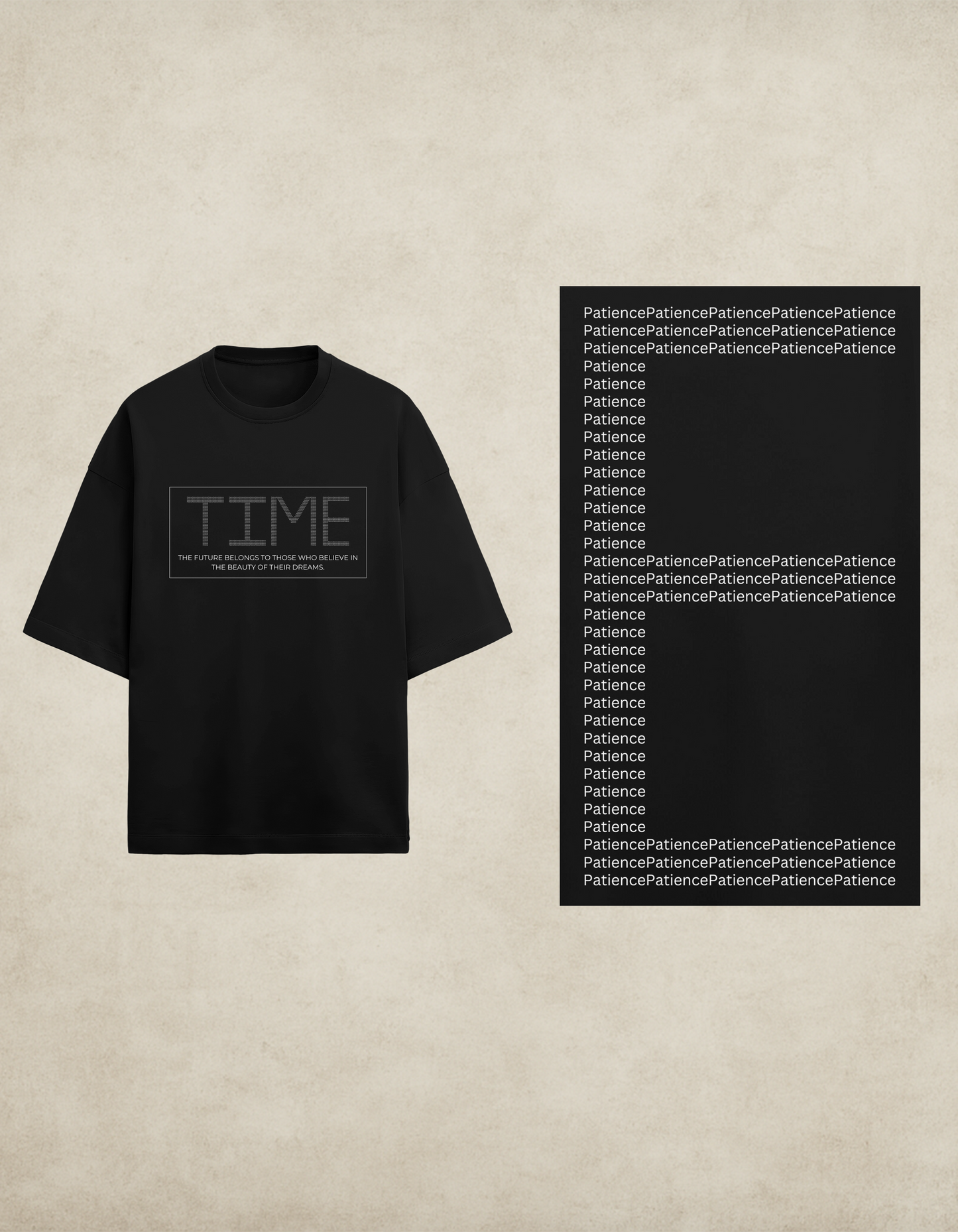 Greatness Takes Time – Patience Terry Oversized Tee (Black/Navy)