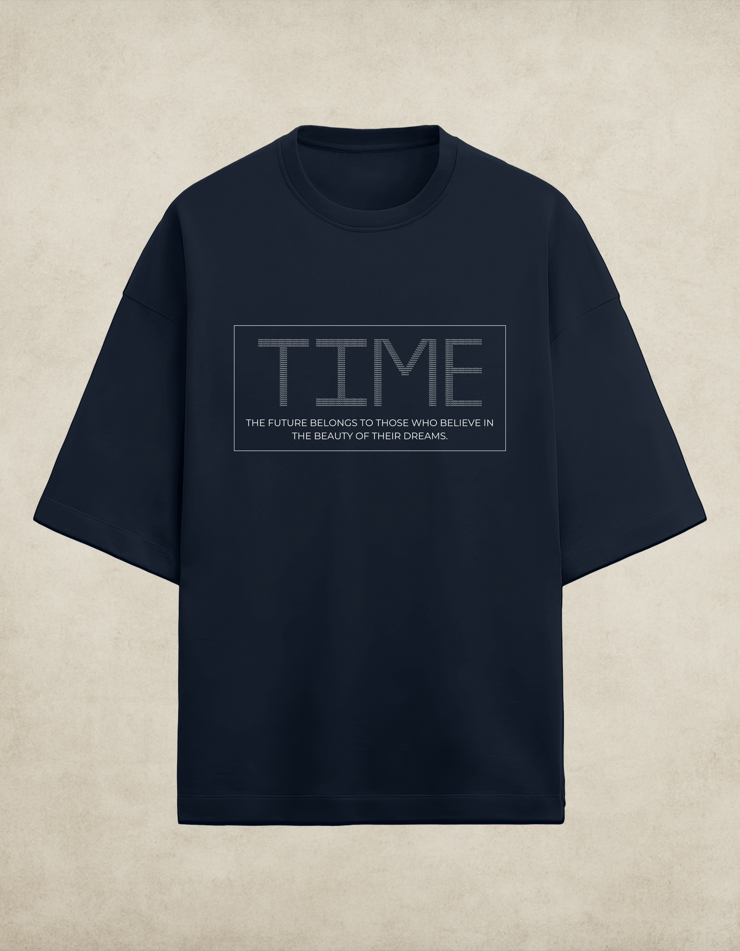 Greatness Takes Time – Patience Terry Oversized Tee (Black/Navy)