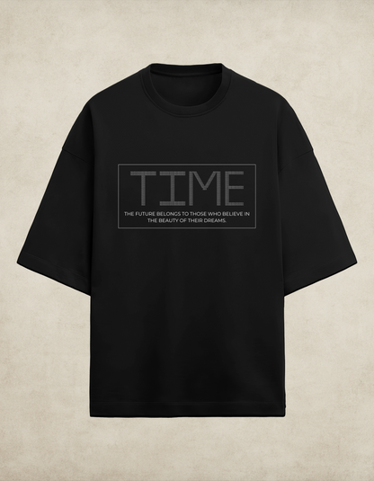 Greatness Takes Time – Patience Terry Oversized Tee (Black/Navy)
