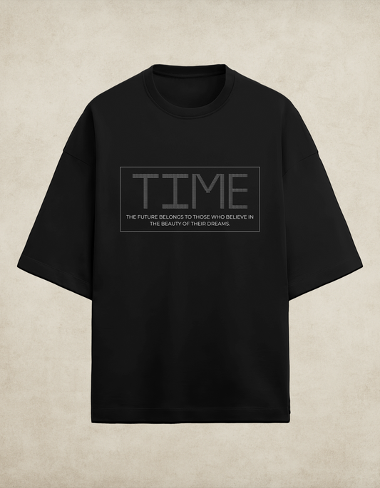 Greatness Takes Time – Patience Terry Oversized Tee (Black/Navy)
